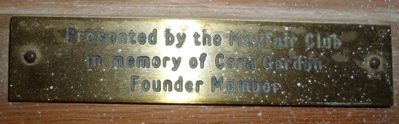   donated in Memory of Cora Gordon